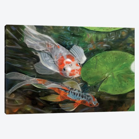 Koi Pond Canvas Print #VNE132} by Vicki Newton Canvas Wall Art