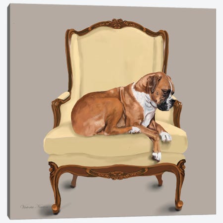 Boxer On Chair Canvas Print #VNE20} by Vicki Newton Art Print