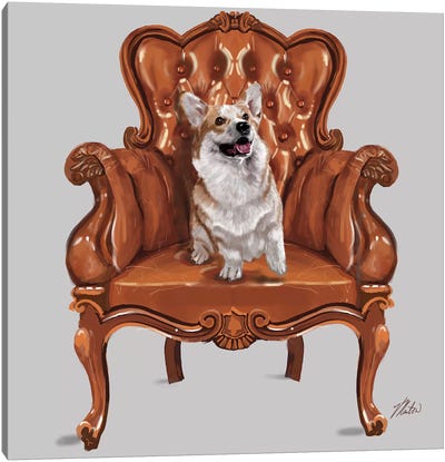 Corgi Chair Canvas Art Print - Corgi Art