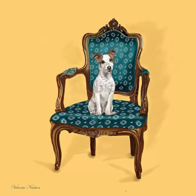 Jack Russell In Chair by Vicki Newton metal wall art