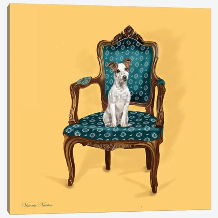 Jack Russell In Chair Canvas Print #VNE44} by Vicki Newton Canvas Wall Art