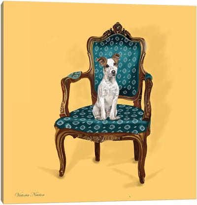 Jack Russell In Chair Canvas Art Print - Vicki Newton