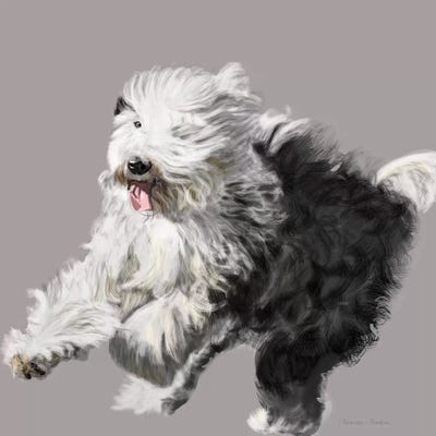 Old English Sheepdog by Vicki Newton multi panel art