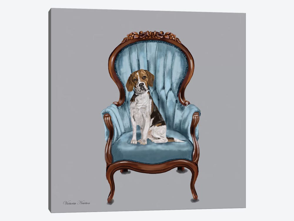 Beagle Blue Chair by Vicki Newton 1-piece Art Print