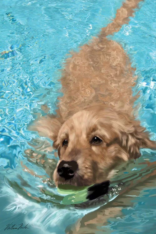 Golden Retriever Fetching by Vicki Newton wall art