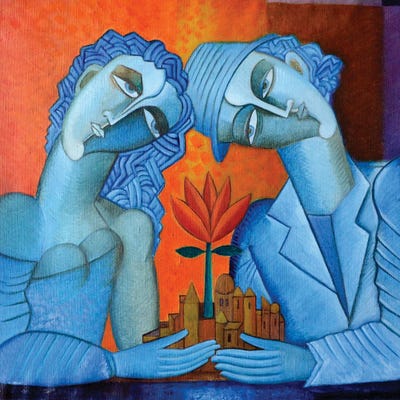 Blue Lovers Canvas Artwork by Van Hovak iCanvas