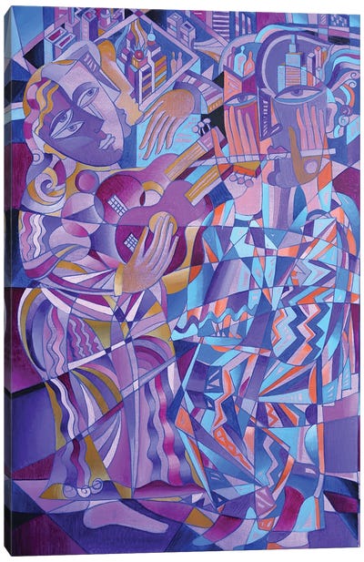Musicians Canvas Art Print - Purple Abstract Art