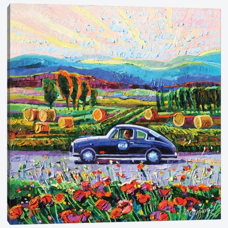 La Porsche And The Poppies Canvas Print #VNY113} by Vanya Georgieva Canvas Art Print
