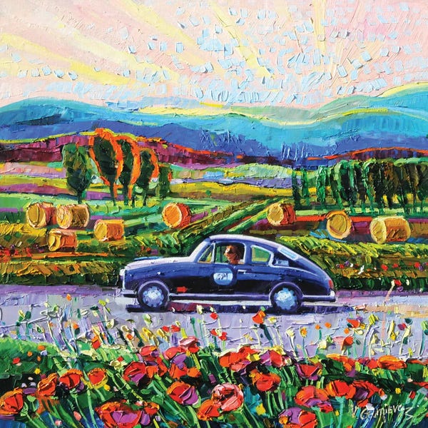 Vanya Georgieva: La Porsche And The Poppies by Vanya Georgieva