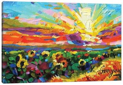 Lovely Sunflowers Canvas Art Print - Countryside Art