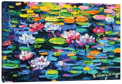 Water Lilies Reflections II Canvas Art Print - Vanya Georgieva