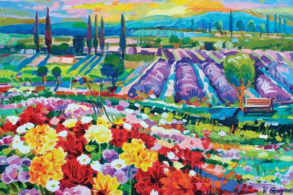 Cypress Trees: Colorful field by Vanya Georgieva