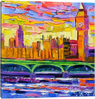 London Sunset Canvas Art Print - Vanya Georgieva