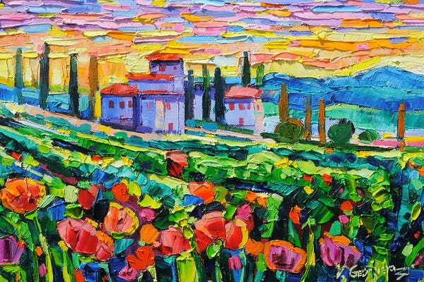 Middle Eastern Artists: Vineyards In Tuscany by Vanya Georgieva