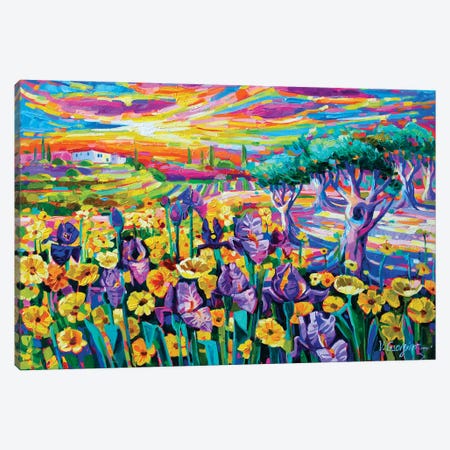 Irises Among The Yellow Flowers Canvas Print #VNY19} by Vanya Georgieva Canvas Wall Art