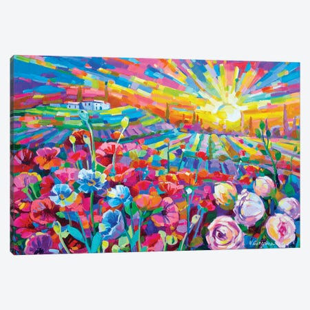Poppy Field In Tuscany Canvas Print #VNY23} by Vanya Georgieva Canvas Art Print