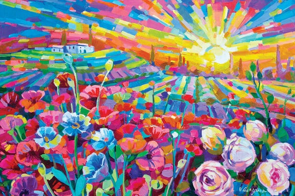 Vanya Georgieva: Poppy Field In Tuscany by Vanya Georgieva