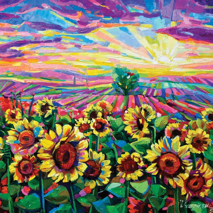 Sunflowers At Sunset