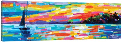 The Boat At Sunset Canvas Art Print - Gestural Skies