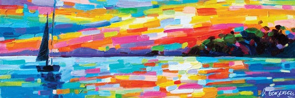 Gestural Skies: The Boat At Sunset by Vanya Georgieva