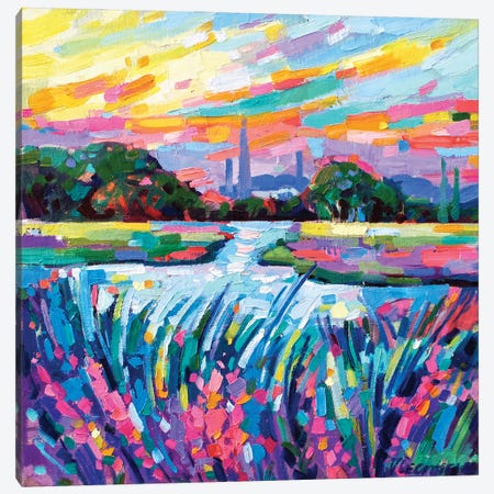 Sunset On The Pond Canvas Print #VNY3} by Vanya Georgieva Canvas Artwork