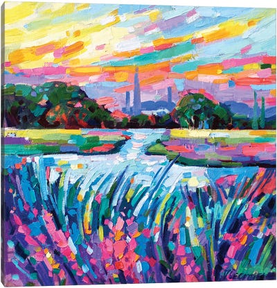 Sunset On The Pond Canvas Art Print - Vanya Georgieva