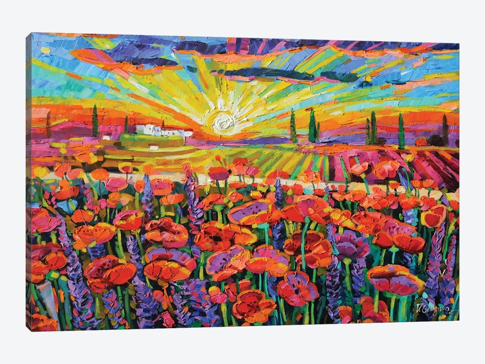 Poppies Field In Tuscany by Vanya Georgieva 1-piece Canvas Print
