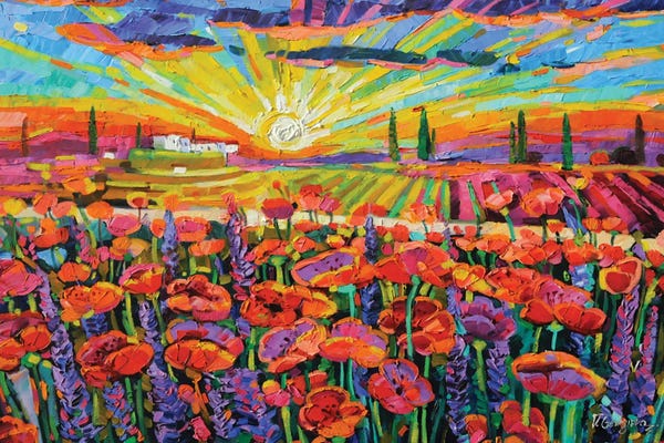 Vanya Georgieva: Poppies Field In Tuscany by Vanya Georgieva