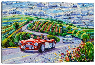 Mille Miglia. With A Beautiful Clouds Canvas Art Print - Auto Racing Art