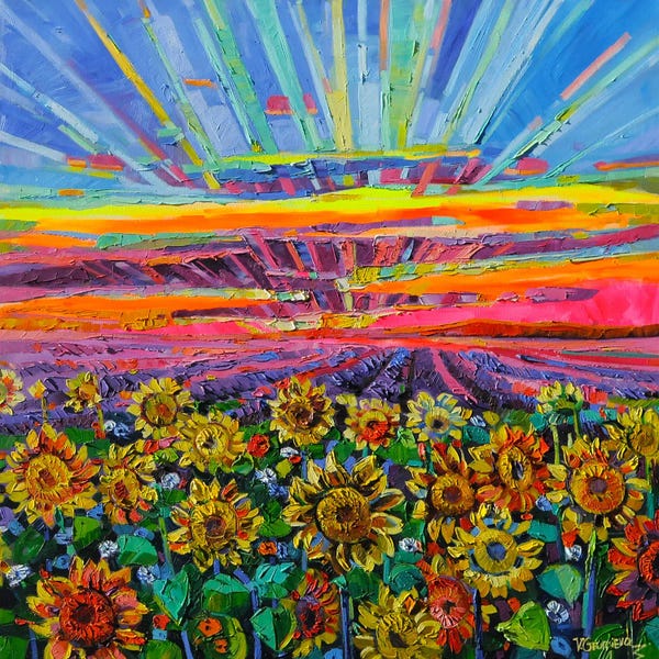 Fine Art Print: When The Sunflowers Meet The Light by Vanya Georgieva