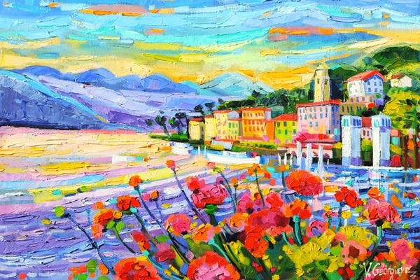 Lake Sunrises & Sunsets: Geraniums At Lake Como by Vanya Georgieva