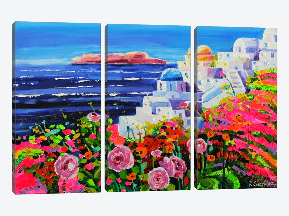 Sunny Day In Santorini by Vanya Georgieva 3-piece Canvas Print