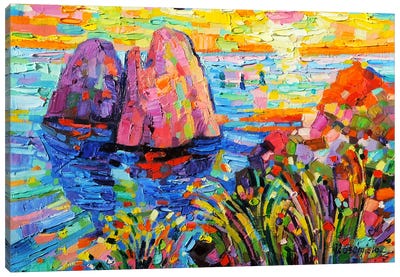 Sunset In Capri Canvas Art Print - Rock Art
