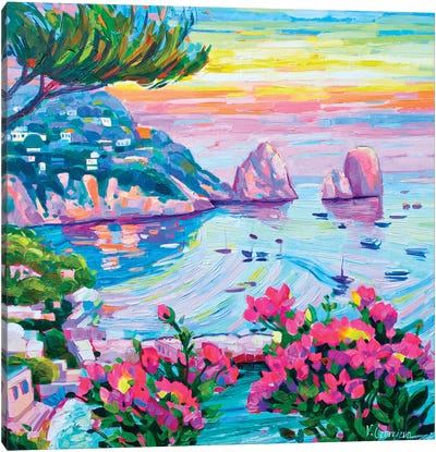 Caramel Sunset Of Capri Canvas Art Print - Campania Art