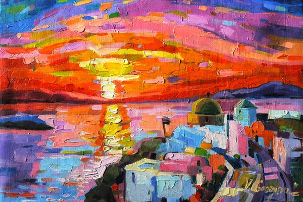 Mediterranean Décor: Santorini Sunset II by Vanya Georgieva