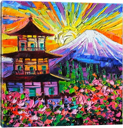 Fuji Sunset Canvas Art Print - Mountain Sunrise & Sunset Art