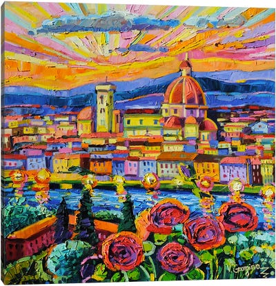 Roses In Florence Canvas Art Print - Famous Places of Worship