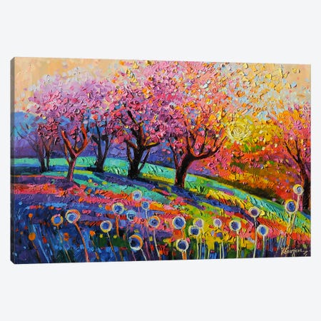 Cherry Trees Under The Warm Light Canvas Print #VNY86} by Vanya Georgieva Canvas Wall Art