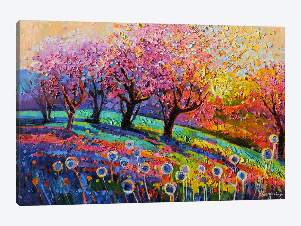 Cherry Trees Under The Warm Light by Vanya Georgieva 1-piece Canvas Print