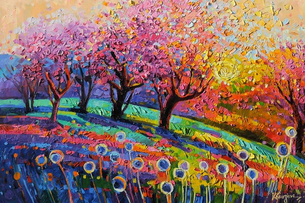Cherry Trees: Cherry Trees Under The Warm Light by Vanya Georgieva