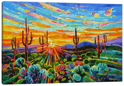 Great Arizona Sunset Canvas Art Print - Cactus Art
