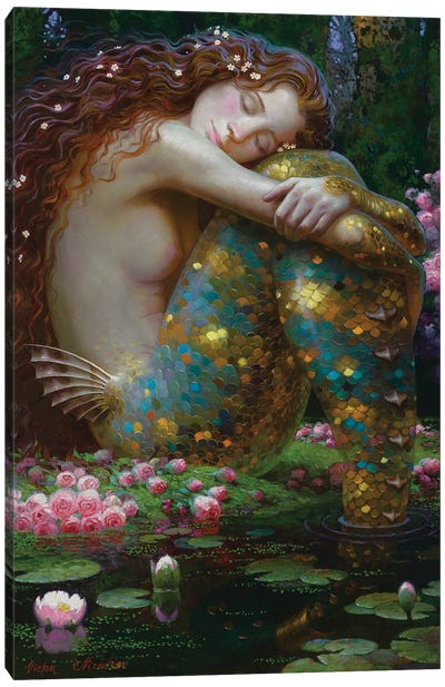 Mermaid's Dream Canvas Art Print - Mythical Creature Art