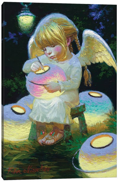Evening Lights Canvas Art Print - Angel Art
