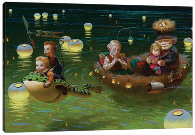 Family Time Canvas Art Print - Illuminated Oil Paintings