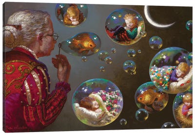 Grandma's Bubbles Canvas Art Print - Goldfish