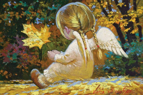 Detailed Oil Painters: Maple Leaf Angel by Victor Nizovtsev