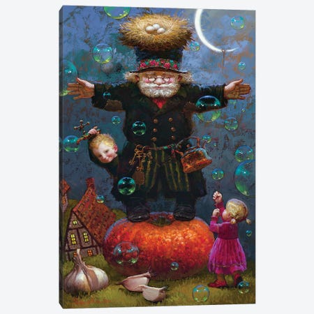 Midnight Bubbles (Grandpa Scarecrow) Canvas Print #VNZ38} by Victor Nizovtsev Canvas Art Print