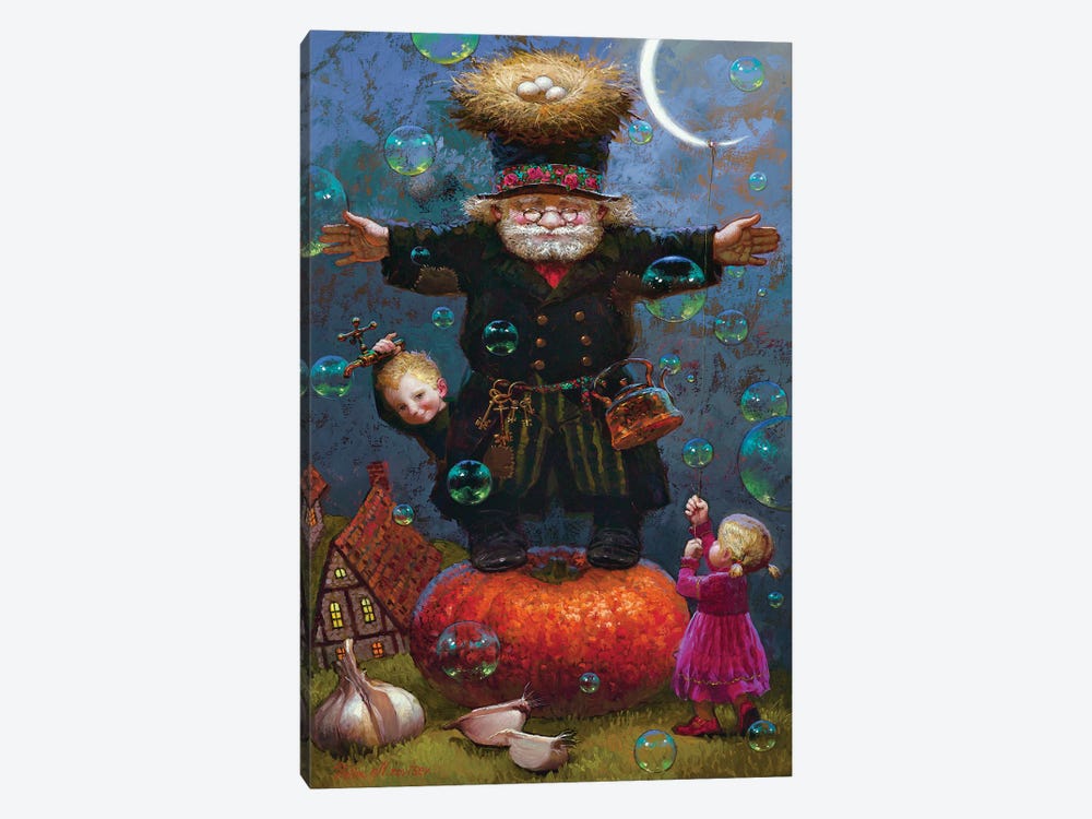 Midnight Bubbles (Grandpa Scarecrow) by Victor Nizovtsev 1-piece Canvas Artwork