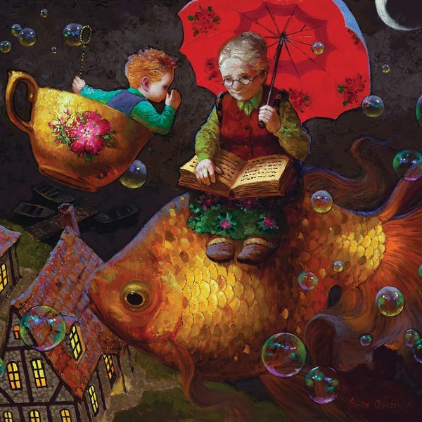 Victor Nizovtsev: Midnight Secret (Grandma On Fish) by Victor Nizovtsev