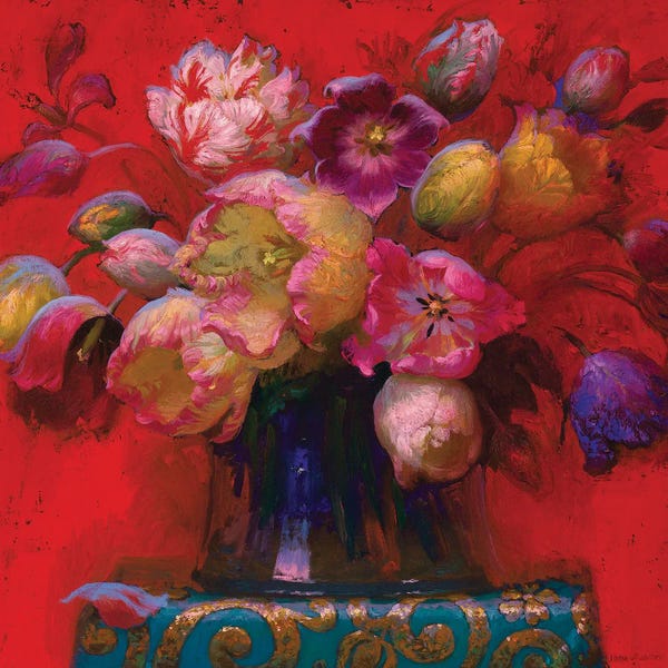 Detailed Oil Painters: Red Stll Life by Victor Nizovtsev